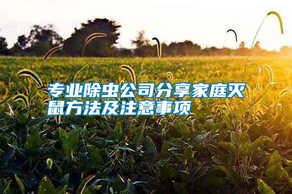 专业除虫公司分享家庭灭鼠方法及注意事项