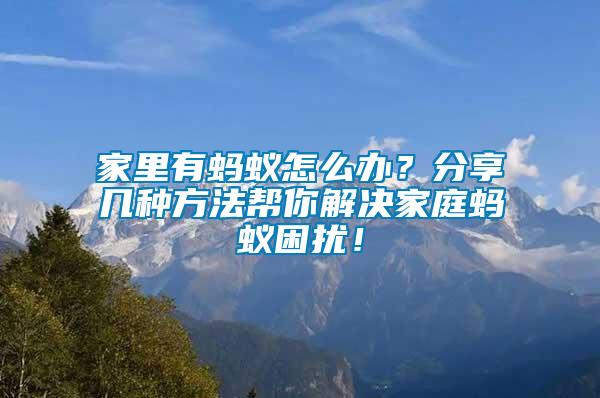 家里有蚂蚁怎么办？分享几种方法帮你解决家庭蚂蚁困扰！