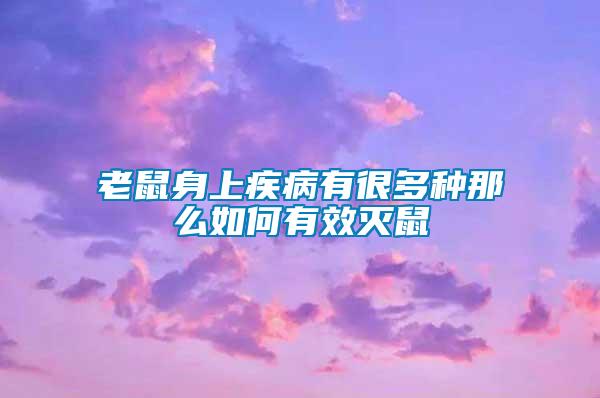 老鼠身上疾病有很多种那么如何有效灭鼠