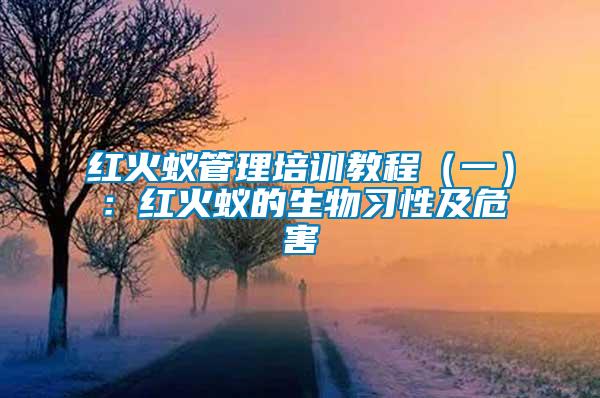 红火蚁管理培训教程（一）：红火蚁的生物习性及危害