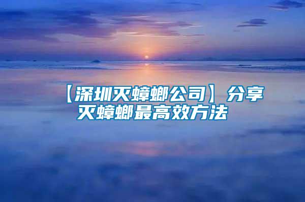 【深圳灭蟑螂公司】分享灭蟑螂最高效方法