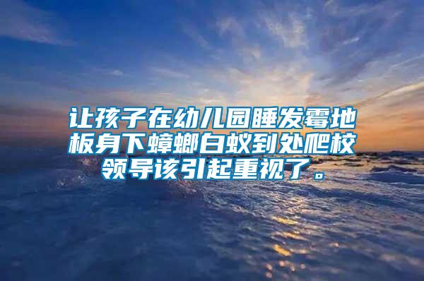 让孩子在幼儿园睡发霉地板身下蟑螂白蚁到处爬校领导该引起重视了。