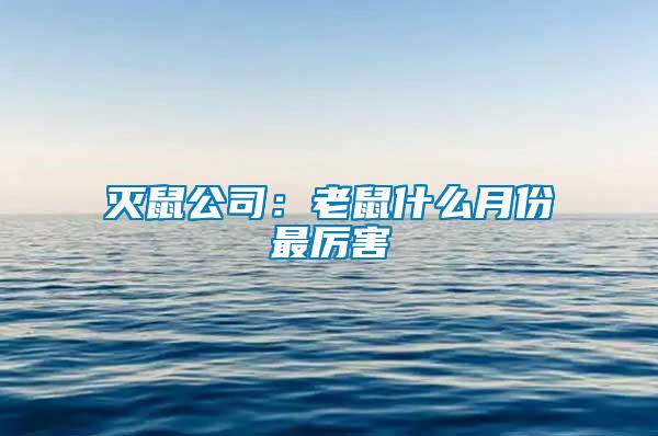 灭鼠公司：老鼠什么月份最厉害