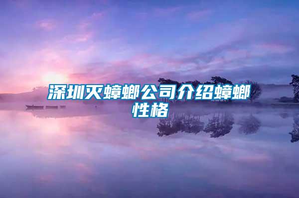 深圳灭蟑螂公司介绍蟑螂性格