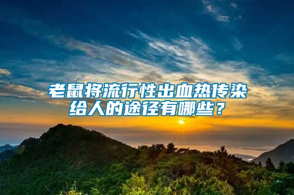 老鼠将流行性出血热传染给人的途径有哪些？