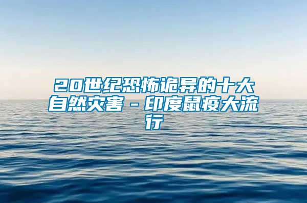 20世纪恐怖诡异的十大自然灾害－印度鼠疫大流行