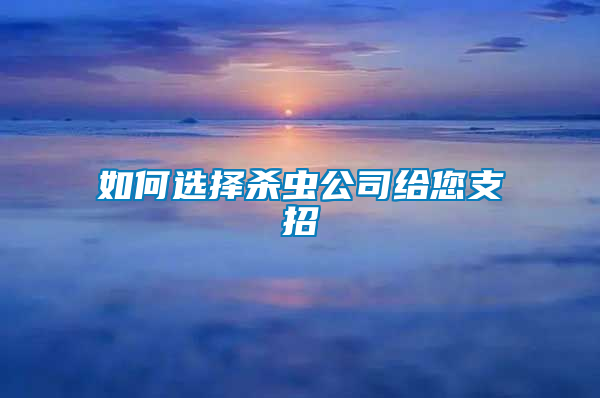 如何选择杀虫公司给您支招