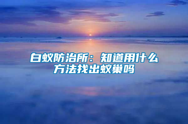 白蚁防治所：知道用什么方法找出蚁巢吗