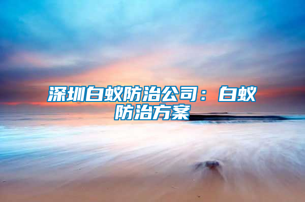 深圳白蚁防治公司：白蚁防治方案